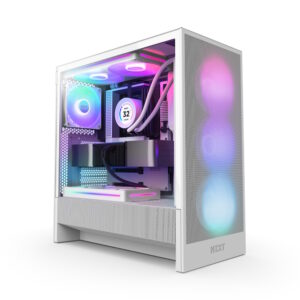 NZXT H5 Flow RGB (2024) Tårn ATX Ingen Strømforsyning Hvid, Tempered Glass